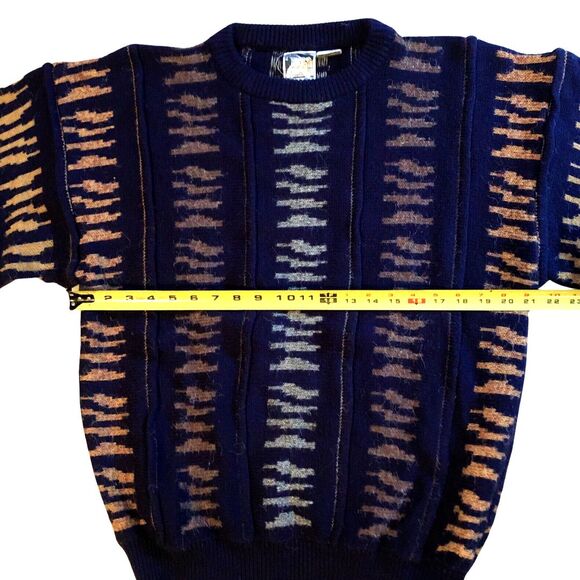 K. Cosa 3D Textured Knit Crewneck Sweater Mens Size L  VTG 90s Mod Pullover - Picture 9 of 13